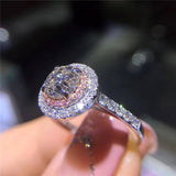 Round Pink Gemstone Engagement Ring S925 Silver Women's Jewelry