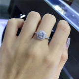 Round Pink Gemstone Engagement Ring S925 Silver Women's Jewelry