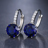 Purple Round Zircon Stud Earrings Women Anniverssary Jewelry