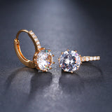 Purple Round Zircon Stud Earrings Women Anniverssary Jewelry