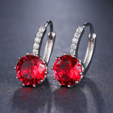 Purple Round Zircon Stud Earrings Women Anniverssary Jewelry