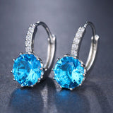 Purple Round Zircon Stud Earrings Women Anniverssary Jewelry