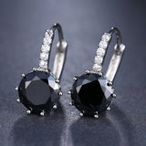 Purple Round Zircon Stud Earrings Women Anniverssary Jewelry