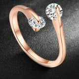 Diamond 18K Rose Gold Adjustable Ring Silver Wedding Jewelry For Women