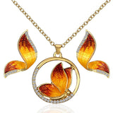 Butterfly Enamel Pearl Jewelry Set for Women Jewelry