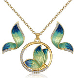 Butterfly Enamel Pearl Jewelry Set for Women Jewelry