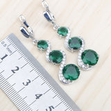 Green Emerald Jewelry set Silver Pendant Necklace Bracelet Earrings