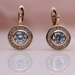 Vintage 18K Rose Gold Stud Earrings Women's Wedding Fine Jewelry