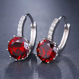 Purple Round Zircon Stud Earrings Women Anniverssary Jewelry