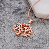 Tree Of Life Rose Gold Pendant Necklace Women Jewelry Statement