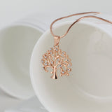 Tree Of Life Rose Gold Pendant Necklace Women Jewelry Statement