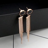 Rose Gold Chain Tassel Earrings For Women Drop Party Dance Jewelry