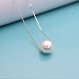 Freshwater Pearl Chain Necklace Silver Women Engagement Jewelry