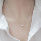 Freshwater Pearl Chain Necklace Silver Women Engagement Jewelry