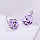 Round Blue Zircon Drop Earrings Women Wedding Jewelry