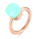 Natural Blue Topaz Ring 14K Rose Gold Women Wedding Jewelry