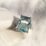 Princess Aquamarine Engagement Ring Women's Wedding Jewelry