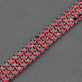 Red Garnet Gemstone Link Chain Bracelet For Women Wedding Jewelry