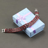 Red Garnet Gemstone Link Chain Bracelet For Women Wedding Jewelry