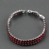 Red Garnet Gemstone Link Chain Bracelet For Women Wedding Jewelry