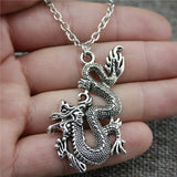 Vintage Black Dragon Pendant Necklace Link Chain Women's Fashion Jewelry