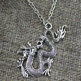 Vintage Black Dragon Pendant Necklace Link Chain Women's Fashion Jewelry