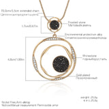 Vintage Gemstone Pendant Necklace Gold Chain Round Women Jewelry