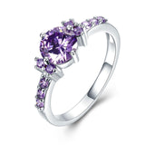 Purple Amethyst Engagement Ring 14K Rose Gold Women Jewelry