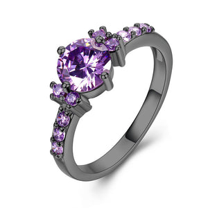 Purple Amethyst Engagement Ring 14K Rose Gold Women Jewelry