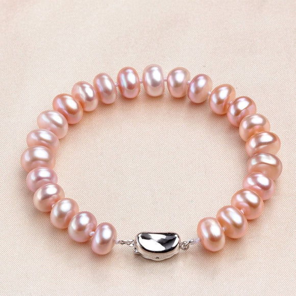 Natural Freshwater Pearl Bracelet 925 Silver For Women Anniverssary Jewelry