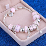 Charm Pink Zircon Bangle Bracelet for Women Anniverssary Gift Jewelry