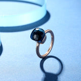 Natural Blue Topaz Ring 14K Rose Gold Women Wedding Jewelry