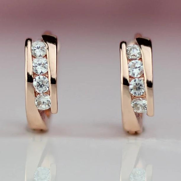 Princess 585 Rose Gold Earrings Natural Zircon Hanging Dangle Drop Earrings Jewelry