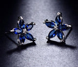 NATURAL BLUE SAPPHIRE STUD EARRINGS 925 STERLING SILVER WOMEN'S WEDDING JEWELRY