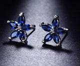 NATURAL BLUE SAPPHIRE STUD EARRINGS 925 STERLING SILVER WOMEN'S WEDDING JEWELRY