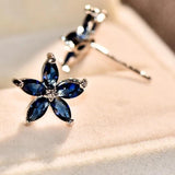 NATURAL BLUE SAPPHIRE STUD EARRINGS 925 STERLING SILVER WOMEN'S WEDDING JEWELRY