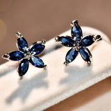 Natural Sapphire Stud Earrings 925 Sterling Silver Women's Wedding Jewelry