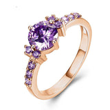 Purple Amethyst Engagement Ring 14K Rose Gold Women Jewelry