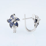 Luxury Gem Flower Jewelry Set Ring Earrings Women's 925 Sterling Silver