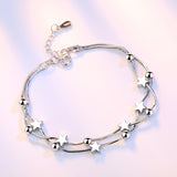 Luxury Design Chain Bracelet Silver Stars Charm Bracelet Women's Snake Link Chain Jewelry