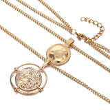 Double-layer Pendant Necklace 14kt Retro Gold Women's Wedding Jewelry