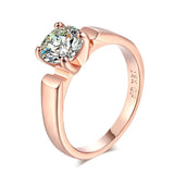 White Sapphire Gemstone Engagement Ring Rose Gold Women Wedding Jewelry