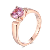 White Sapphire Gemstone Engagement Ring Rose Gold Women Wedding Jewelry