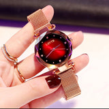 Princess Starry Sky Magnet Watch Rose Gold Wristwatch For Women