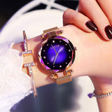 Princess Starry Sky Magnet Watch Rose Gold Wristwatch For Women