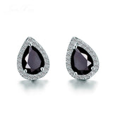 Luxury Blue Sapphire Stud Earrings 925 Silver For Women Party Wedding Jewelry