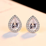 Luxury Blue Sapphire Stud Earrings 925 Silver For Women Party Wedding Jewelry