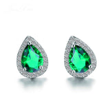 Luxury Blue Sapphire Stud Earrings 925 Silver For Women Party Wedding Jewelry