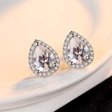 Luxury Blue Sapphire Stud Earrings 925 Silver For Women Party Wedding Jewelry