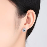 Luxury Blue Sapphire Stud Earrings 925 Silver For Women Party Wedding Jewelry